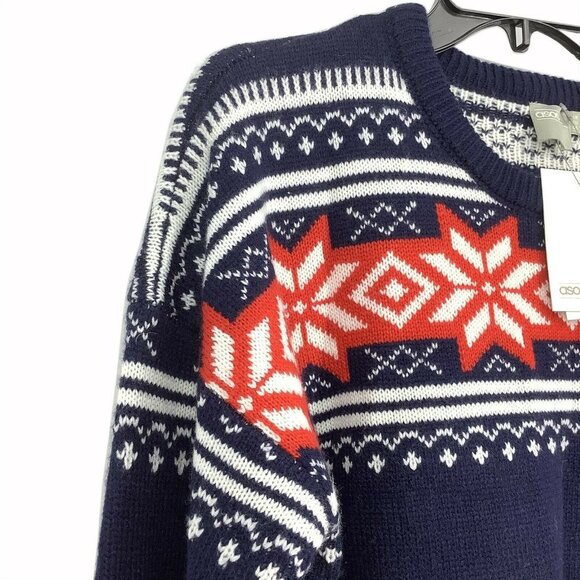 Asos holiday Size 12 Winter Snowflake Pullover Knit Sweater Top Crewneck NEW - Picture 5 of 6